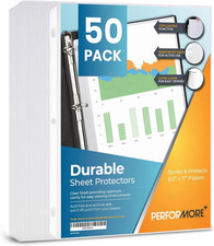 50-Pack Clear Sheet Protectors 8.5 X 11 Inch Heavy Duty Plastic Sl
