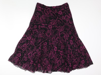 Elvie Damen schwarz Blumenmuster Polyester Schlagrock Größe 32 in