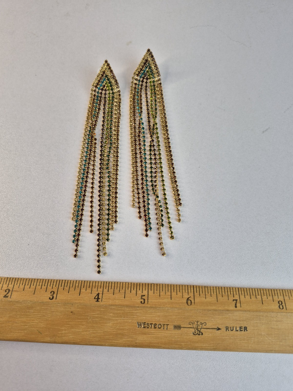 Long Dangling Linear Strand Earrings Multicolor R… - image 6