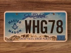 SOUTH DAKOTA MASTER MASON G MASONIC SPECIALTY AUTO  LICENSE PLATE " WHG 78  " SD