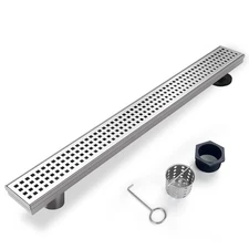 Offset Linear Shower Drain, Shower Drain 32 inch with Removable Grate Cover, ...