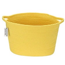 Oval Cotton Rope Woven Storage Basket with Medium/14.2 x 9 x 11.4" Yellow