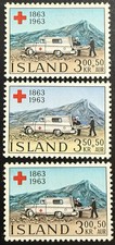 Iceland 1963 Red Cross Centenary Stamps – 3kr+50 & 3.50kr+50 – Set of 3