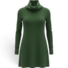Crystal Doll Forest Green Turtleneck Long Sleeve Knit Sweater Dress M