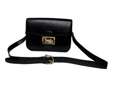 Vintage Celine Paris Triomphe Leather Bag Bla...