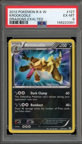 Pokemon Krookodile Dragons Exalted Holo Secret Rare #127 PSA 6