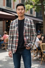 New J Crew Thompson Men Tartan Plaid Lightweight Slim Fit Blazer Jacket SZ 34R