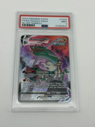 2022 Pokemon Sword & Shield Silver Tempest TG20 Full Art Rayquaza VMAX PSA 9