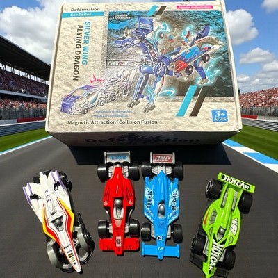 1-Silver Wing Flying Dragon Cars Series With 4- Die Cast Metal Cars