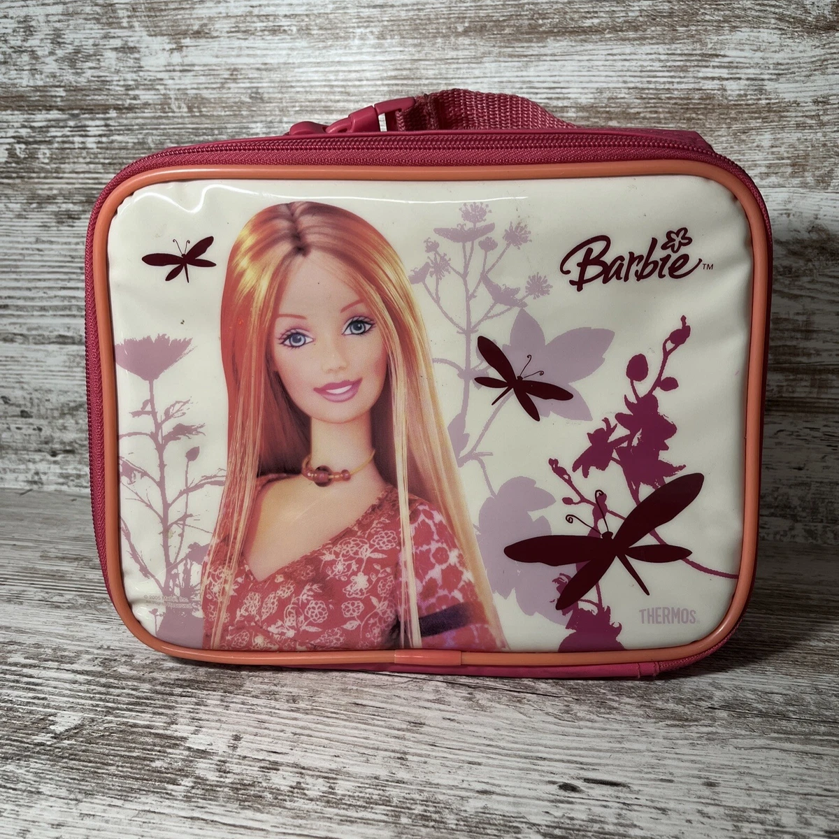 Vintage 1998 Mattel Barbie Lunch Box & Matching Thermos Soft Zip Bag Hearts