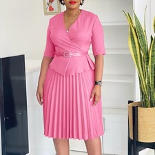 Midi Dresses for Women Casual Wrap Flared Pleated Dress A Line Wedding Dress