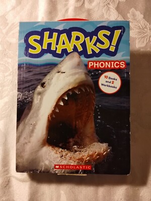Sharks! Phonics - Boxed Set - 10 books and 2 workbooks - Scholastic VG