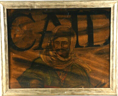 Oil Painting Mixed Technique Oriental Large Approx. Man With Cloth And Beard