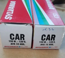 Vintage Sylvania GTE Projector Lamps CAR 150W 120V AVG 15 Hrs 2 Bxs 1 Lamp each