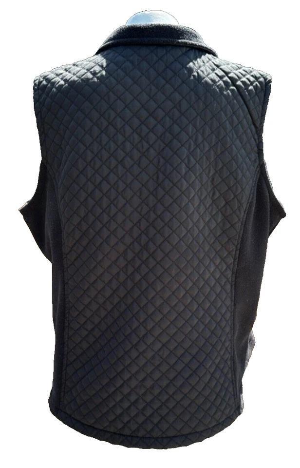 Chaleco grande Izod para mujer negro acolchado cremallera completa cuello polar costuras laterales bolsillos Foto 4 de 4