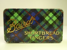 VINTAGE BAIRDS SHORTBREAD FINGERS MELBOURNE TARTAN BISCUIT TIN PICTURE SIGN