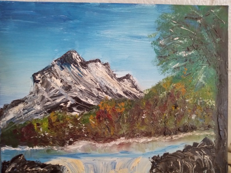  ART ! Mountain Landscape  Original Oil Painting BEAUTY Unframed *  Signed !
