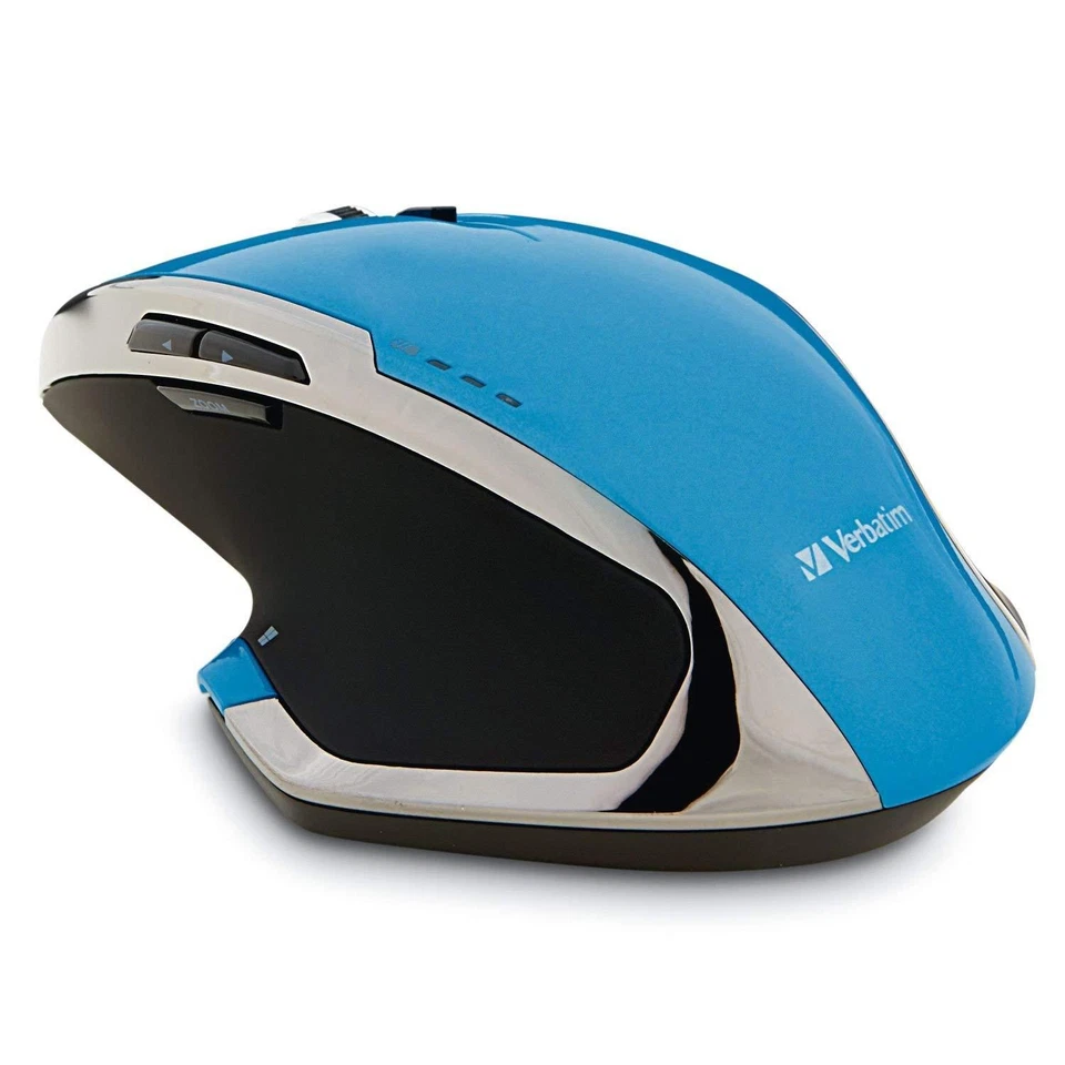 BLUE Verbatim Wireless 8-Button Mouse for Mac Windows Desktop PC Laptop Gaming - Image 3 of 4