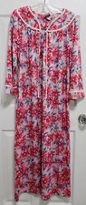 Granada Mumu Long House Dress Robe M Pink Flowers Zip Up Granny Core USA Vtg