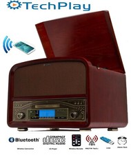 Wood construction Retro Turntable System Bluetooth CD LP Cherry wood