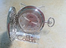 COLIBRI SILVER PLATED W/ DATE POCKET WATCH GOLD MARKERS NEW MSRP 199