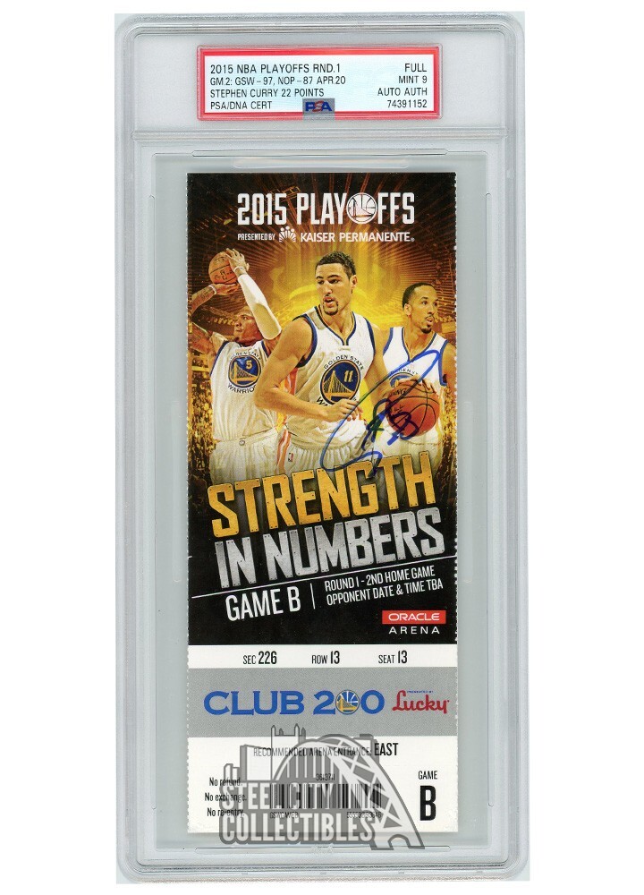 Stephen Curry Autographed Signed 2015 Playoffs Round 1 Game 2 Ticket PSA 9 PSA/DNA Auth 