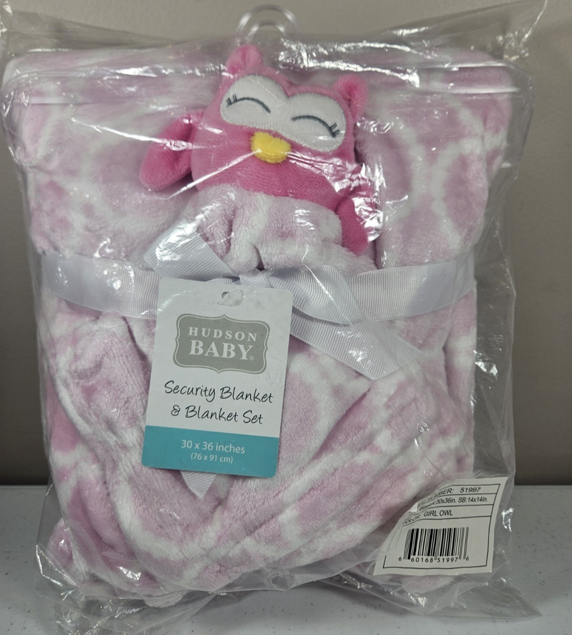 New HB Hudson Baby GIRL OWN Pink Security Blanket Lovey/Blan