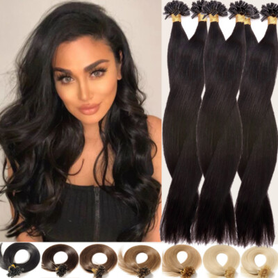 8A Fusion Pre Bonded U/Nail Keratin Tip100% Remy Human Hair Extensions 14-24Inch