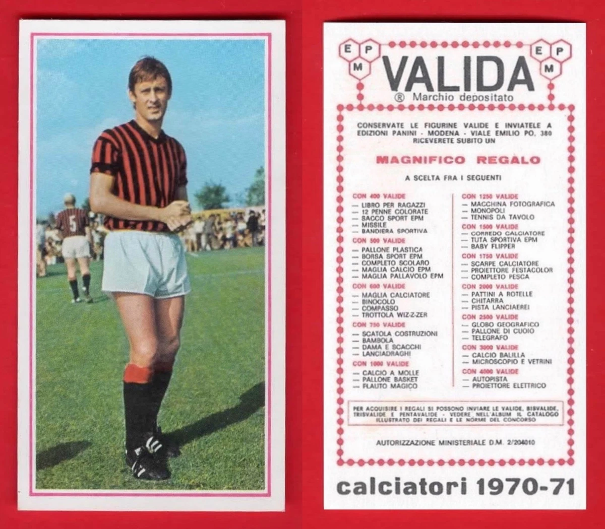 Figurine Panini Calciatori 1970/71 – Varese Scudetto – Avec Velina