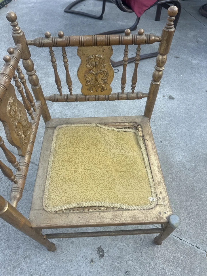 Penteadeira de canto inglesa vitoriana antiga pintada de madeira dourada - Imagem 2 de 4