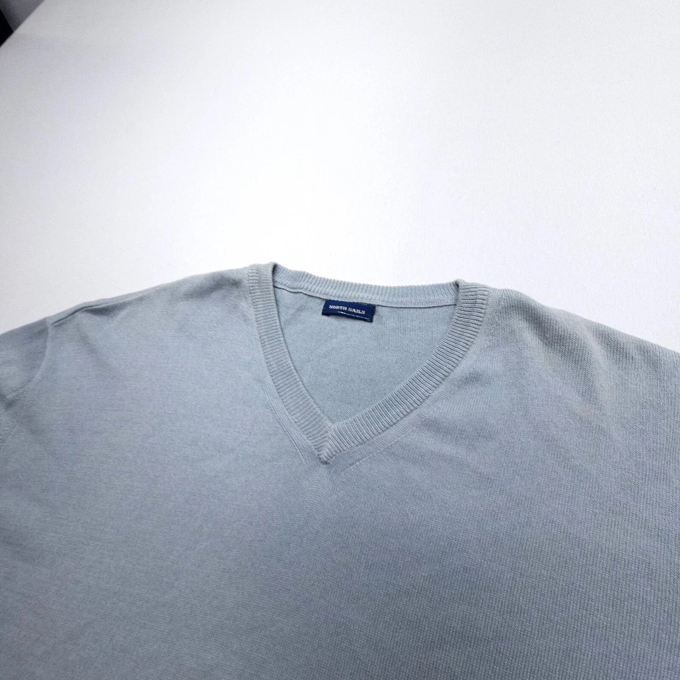 Suéter Pullover North Sails Cuello en V Para Hombre XXL Azul Ajustado 100% Algodón Hecho en Italia Foto 4 de 4