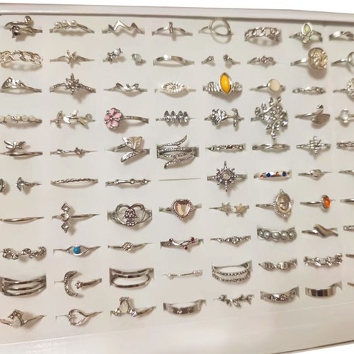 Großposten 50 Antik Silber Böhmen Vintage Ringe Mix Frauen Stein Retro Charms - Bild 10 von 11