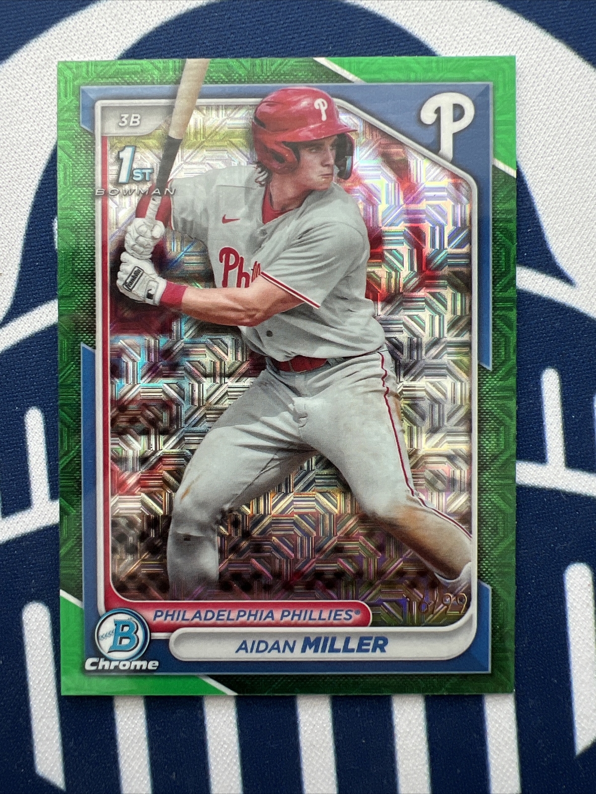 2024 Bowman Chrome Mega Aidan Miller 1st Mojo Green Refractor /99