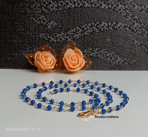 3-4 mm Natürlicher Blauer Lapislazuli Vergoldet Rosenkranz Perlen Kette Edelstein Halskette - Bild 1 von 4