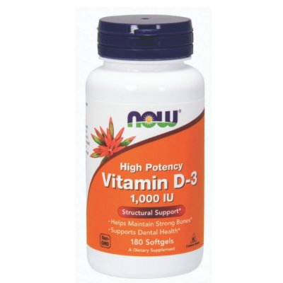 NOW Vitamin D3 1000 IU 180 Softgels - FRESH PHARMACY STOCK --