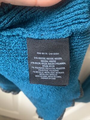 ETT:TWA by Anthropologie Teal Chenille Peplum Ruffled Sweater Size