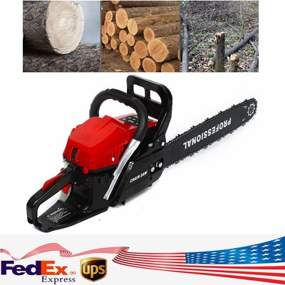 58CC 2Stroke Gasoline Chainsaw 20'' Bar Powered Engine Wood Cutting Gas Chain Saw