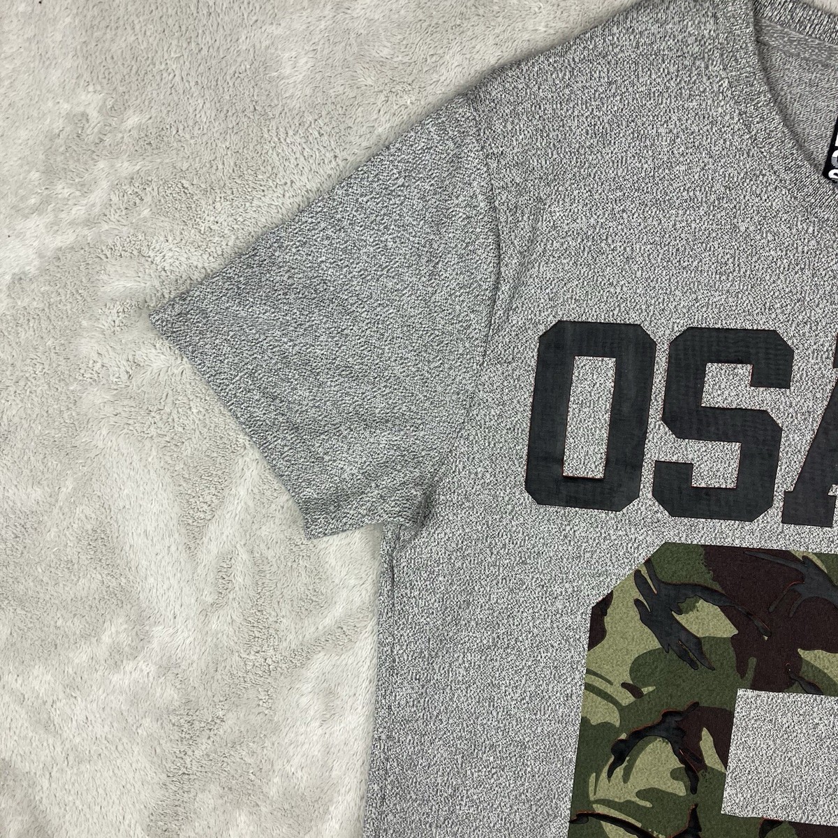 Superdry Osaka 6 Shirt Mens Medium Gray Slim Fit Short
