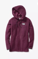 NEW Victoria's Secret PINK Polar Fleece Pullover Hoodie Luscious Plum XS