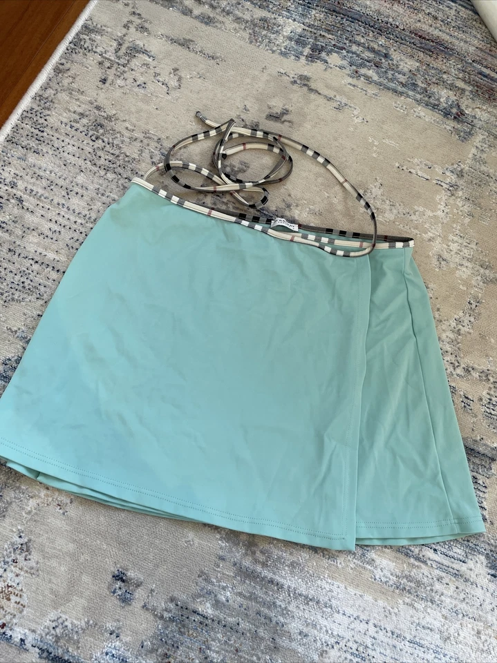 BURBERRY LONDON NATACIÓN PLAYA BIKINI CUBIERTA INFERIOR FALDA AZUL CIELO/NOVA CHECK RIBETE M Foto 3 de 4