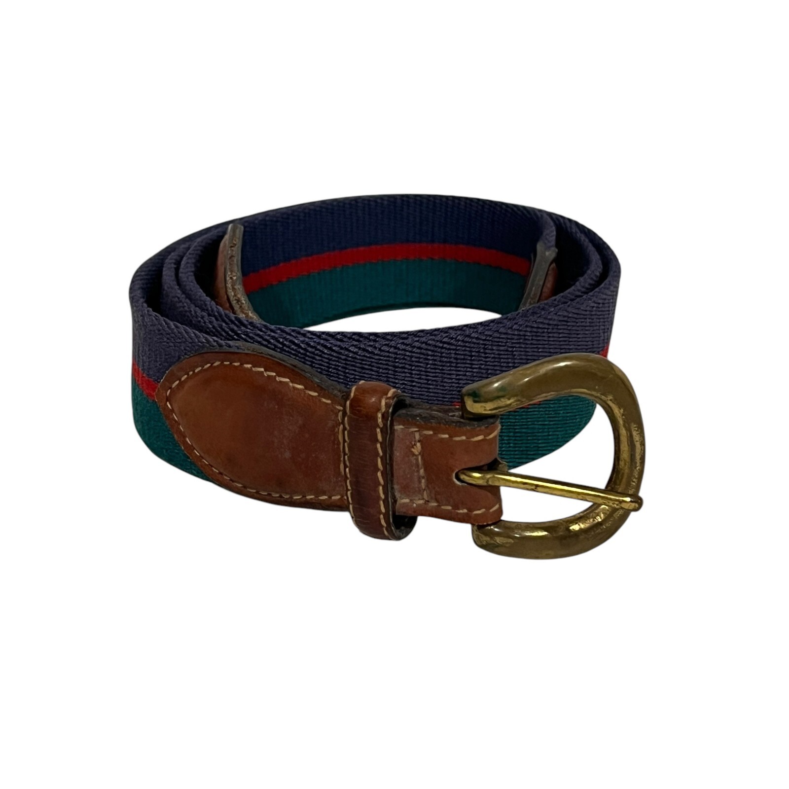 Trafalgar Men’s Blue, Green and Red Braided Casual Belt Made In USA 44 inches