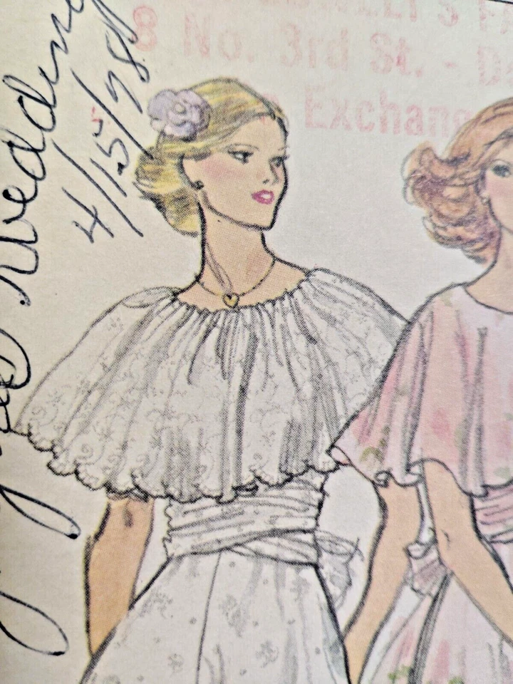 Vogue 9731 Cape Dress Wedding Gown Sewing Pattern Ladies 10 Cottagecore Ruffle - Image 4 of 4