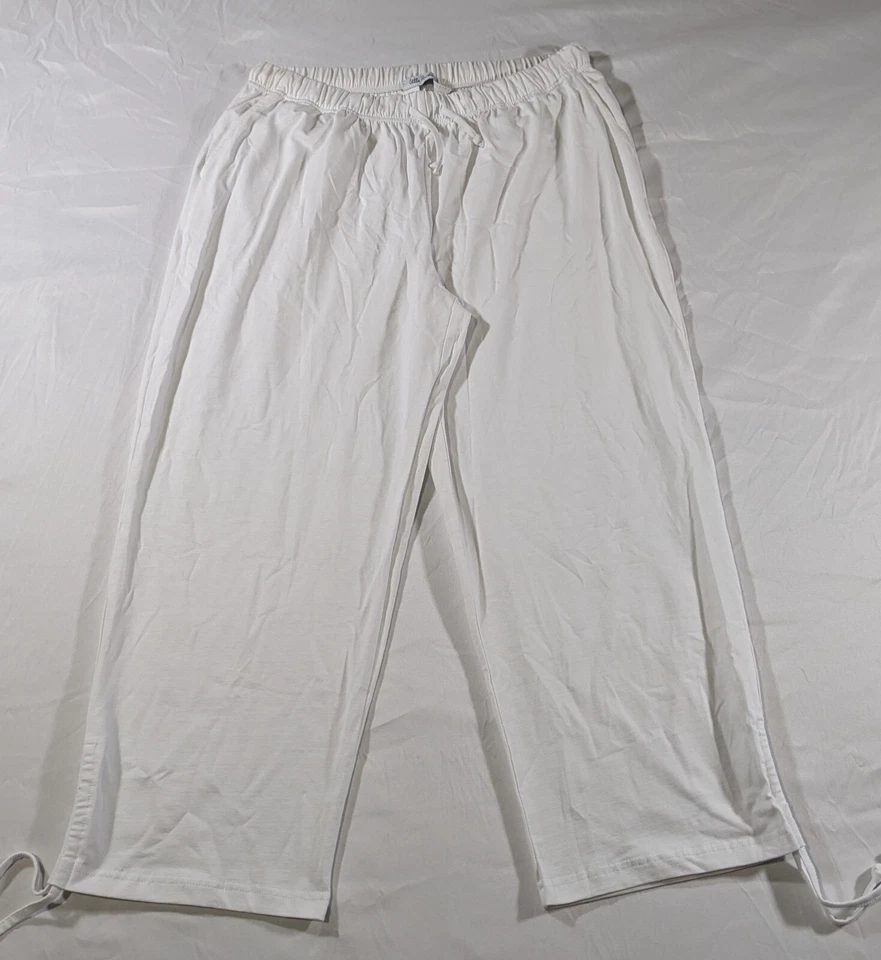 Pantalones recortados Ulla Popken para mujer pierna recta tobillo elástico blanco 16/18 Foto 3 de 4