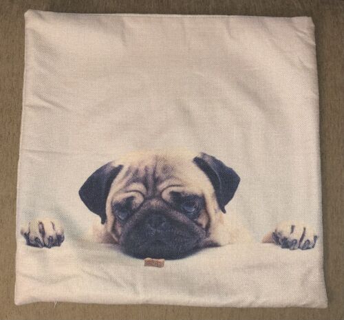 Funda de almohada/funda cuadrada de 18 pulgadas Pug Dog con hueso - adorable - Imagen 2 de 6