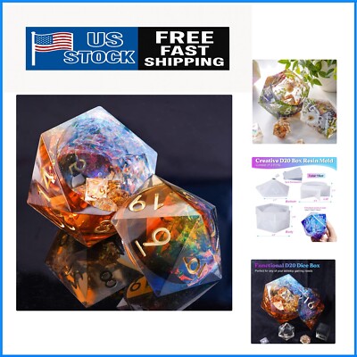 D20 Dice Box Resin Molds -  Silicone for Creative Liquid Core Crafting