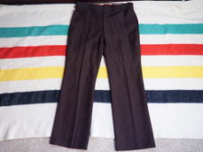 VTG 70s Dark Mocha Brown Poly Retro Hippy Dress Trousers Pants Mens 37x32
