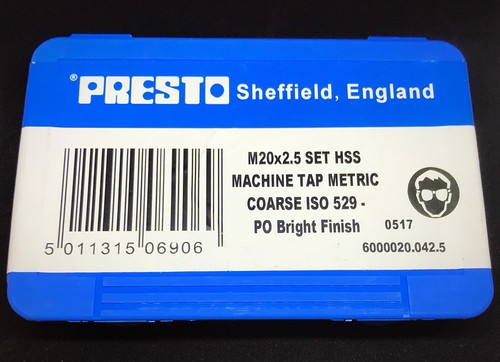 Presto 3 Piece Tap Sets HSS Metric Hand Tap Includes Taper, Second & Plug Taps - Picture 11 of 12