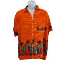 Men's Vintage Tropical Surf Board Hawaiian Shirt Size M