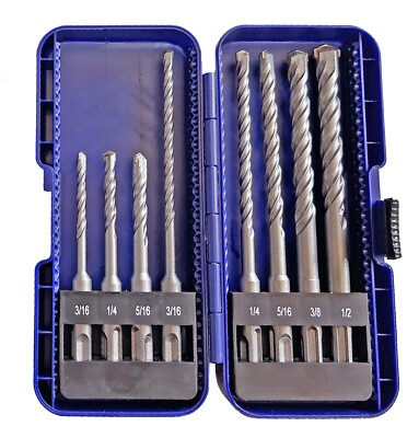 8Pcs SDS Plus Drill Bit Set Carbide Tip Rotary Hammer Masonry Concrete Drill Bit