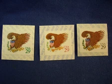 Lot of (3) 29c Eagle/Shield - Green, Brown, Red Coil Singles 2595 2596 2597 MNH